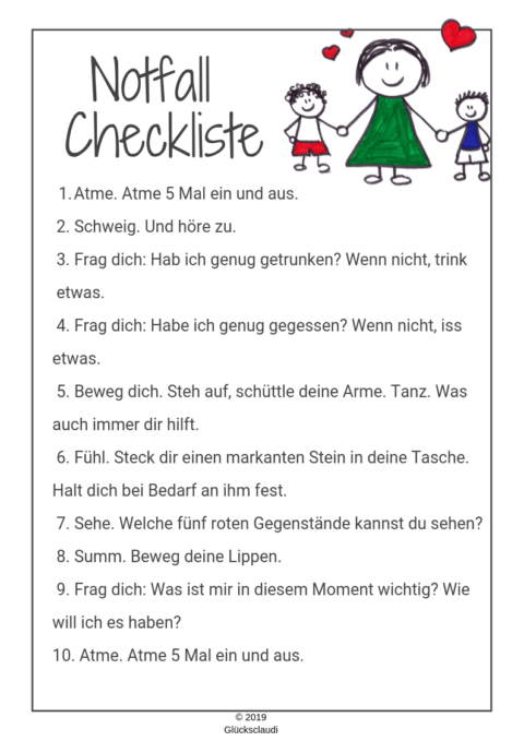 Die Ultimative 10 Punkte Notfall Checkliste Für Jede Gestresste Mama Glücksclaudi 